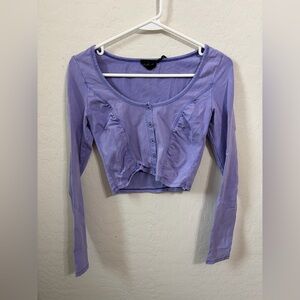 Urban Outfitters Lavender Button-Up Crop Top